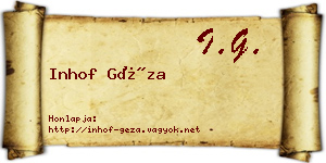 Inhof Géza névjegykártya